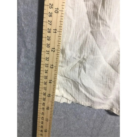 Womens Vintage America Jeans Blouse Boho Wide Neckline Blue Embroidery Details - Picture 4 of 5